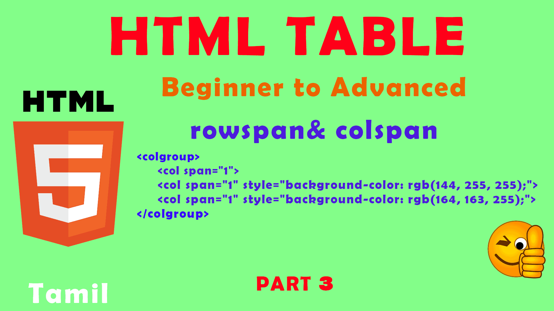 HTML TABLE Beginner to Advanced